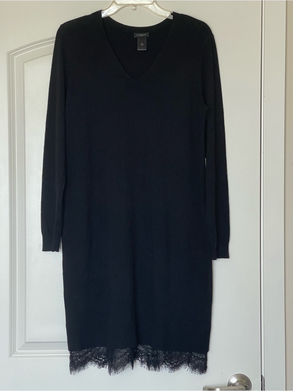 Sweater Dress with Lace Hem